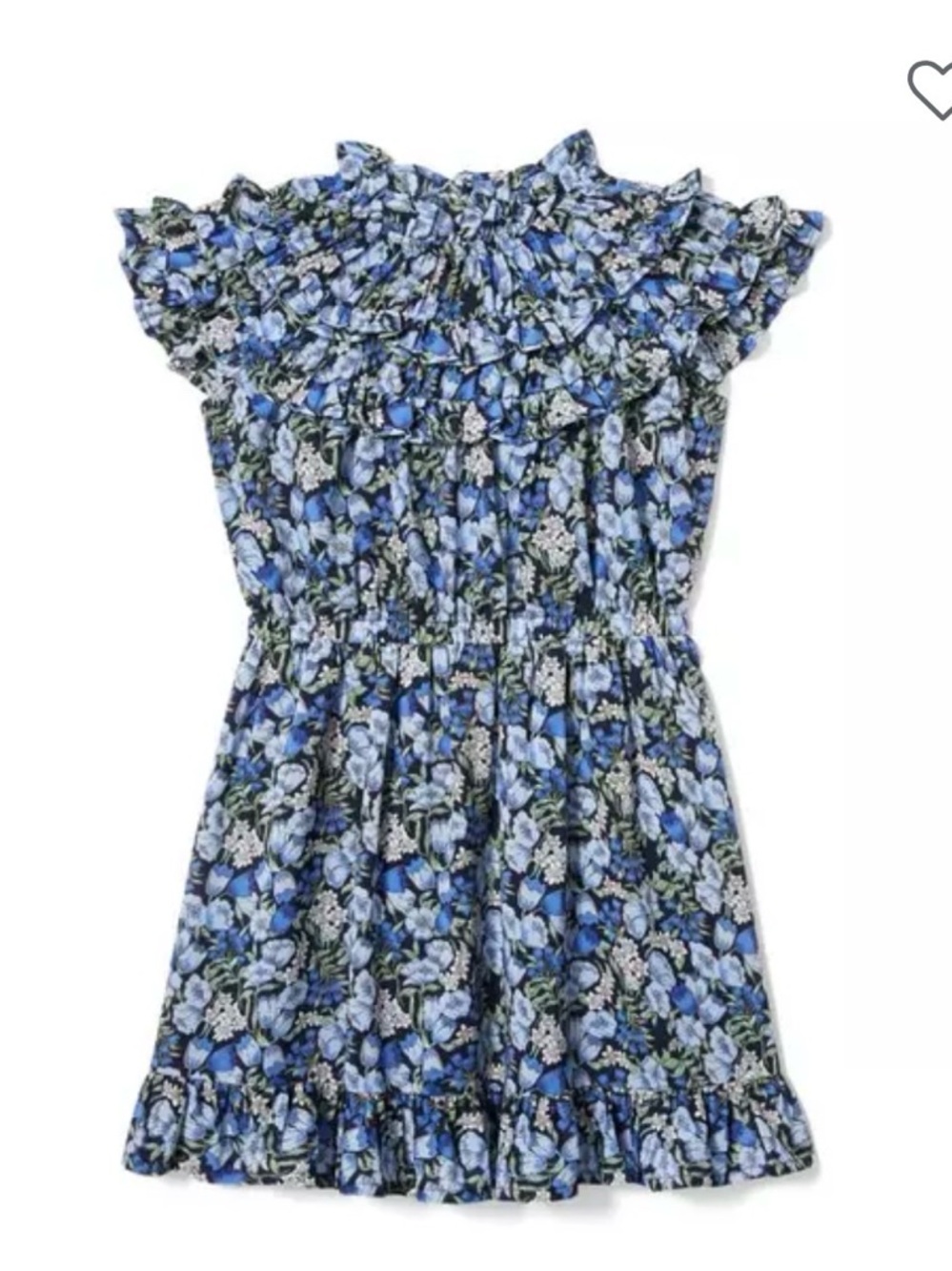 Janie and Jack Blue Floral Smocked Yoke Dress with Ruffle Trim